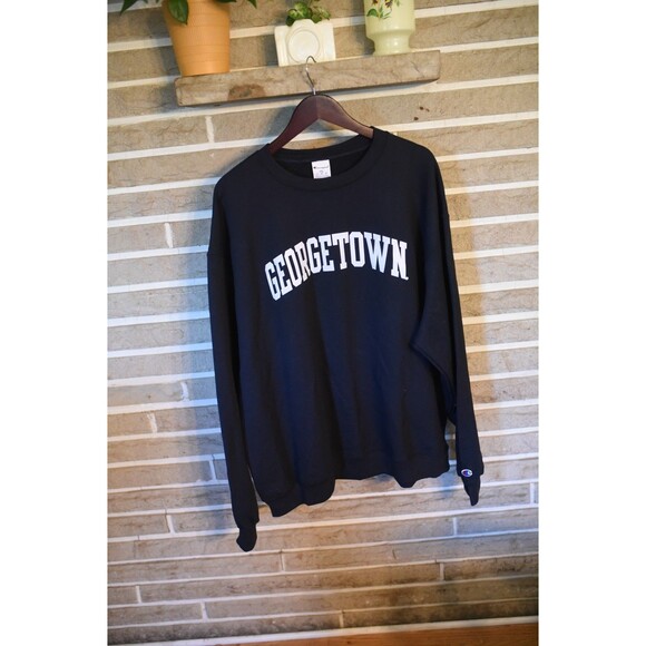 Georgetown University Hoyas Navy Blue Crew Sweatshirt by Champion Mens 2XL XXL - Picture 1 of 5